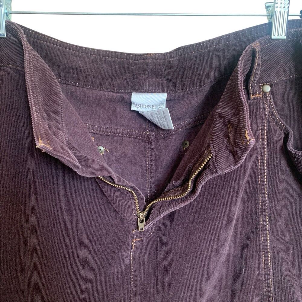 Plus Size Corduroy Skirt Brown Size 26W Knee-Length Cotton Pockets Zip Belt Loop - Picture 8 of 11